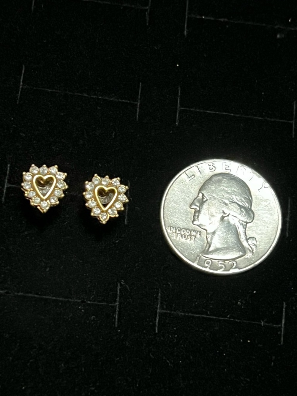 Gold toned CZ Heart Cluster Stud Earrings - Women's Jewelry